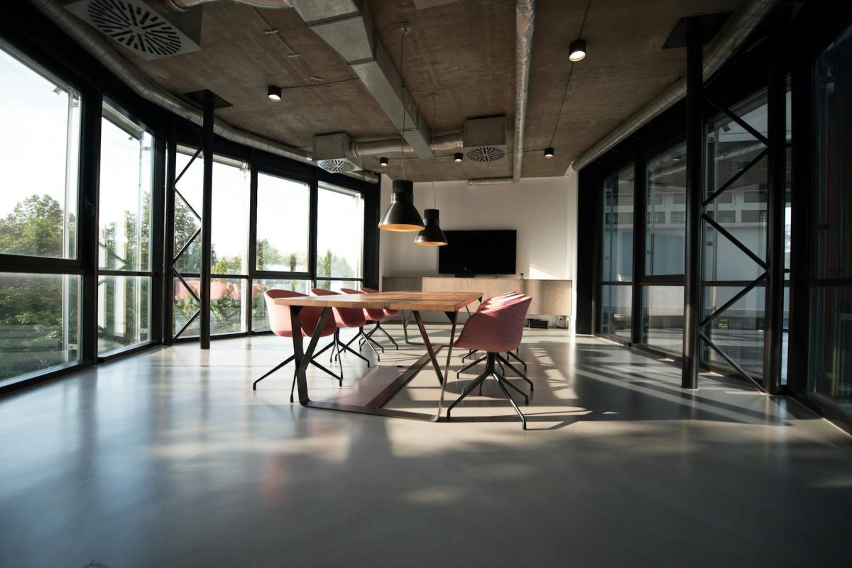 Modern Office — Modern office interior with exposed ceiling and open workstations
