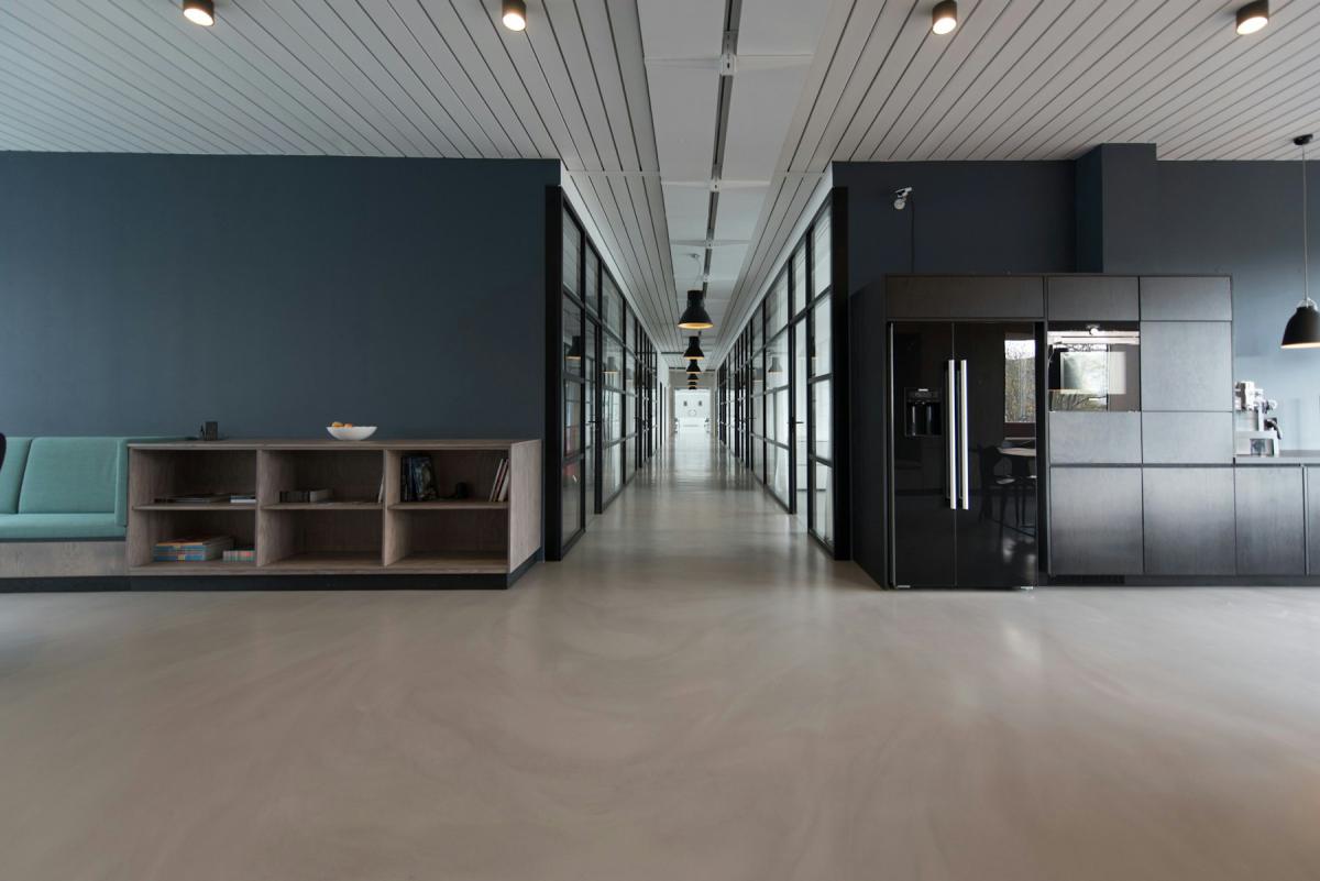 Commercial Interior — Office reception lobby with polished floors and minimal joinery